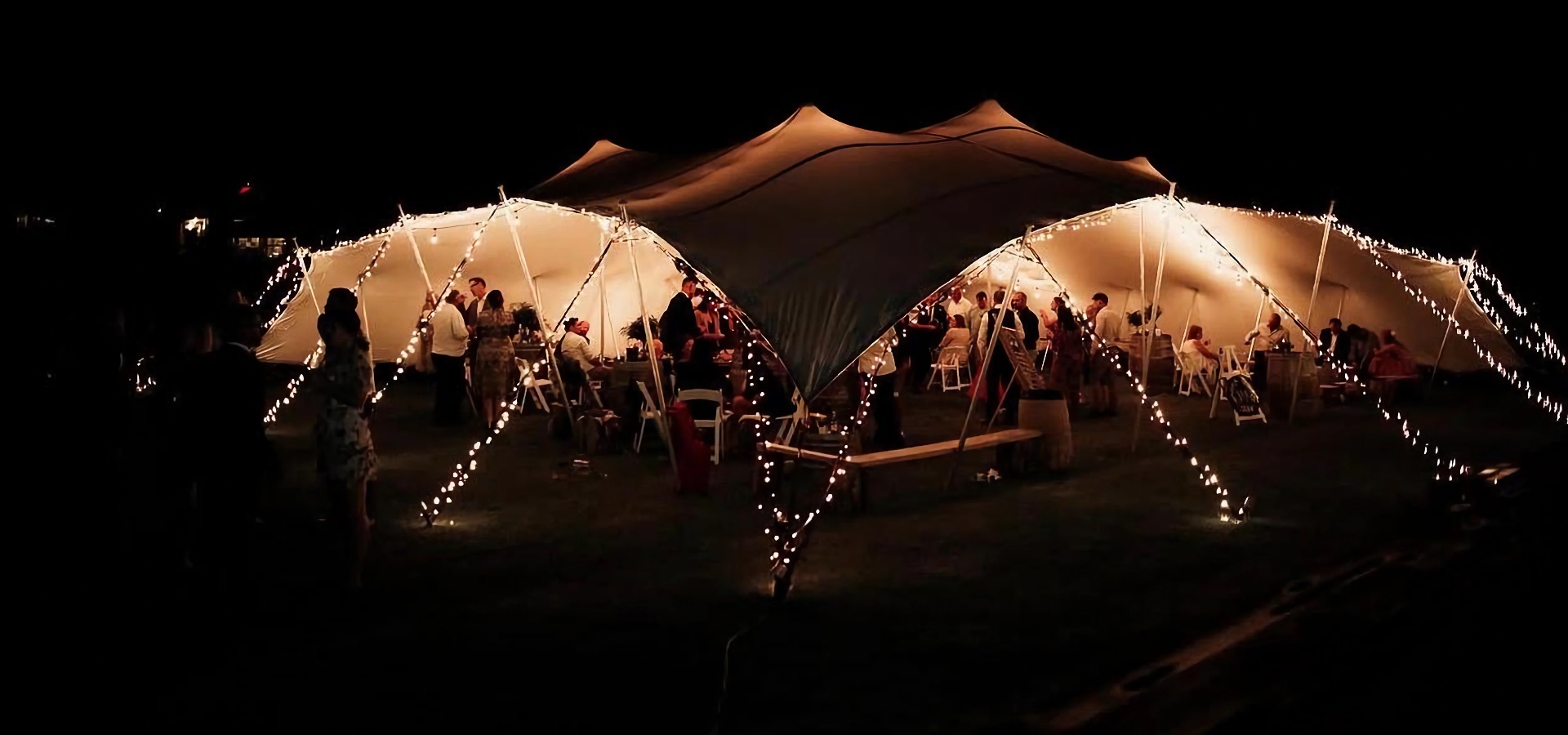 Stretch tent for outdoor events and international supply